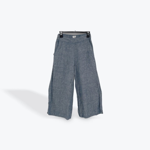 Nicole Miller New York Linen Wide Leg Cropped Blue Pants - Women's Size S - Picture 1 of 5